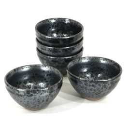 5 tea bowls with Oil spot pattern